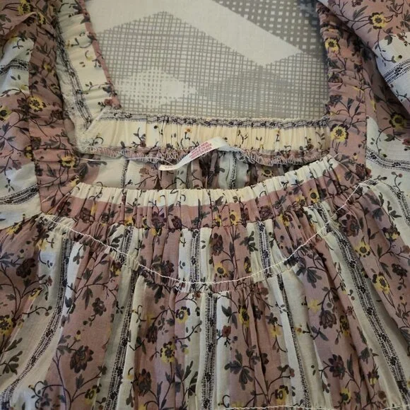 FREE PEOPLE Vintage Lover Cotton Top Medium Womens Tunic Floral Boho Peasant NEW - Picture 6 of 13